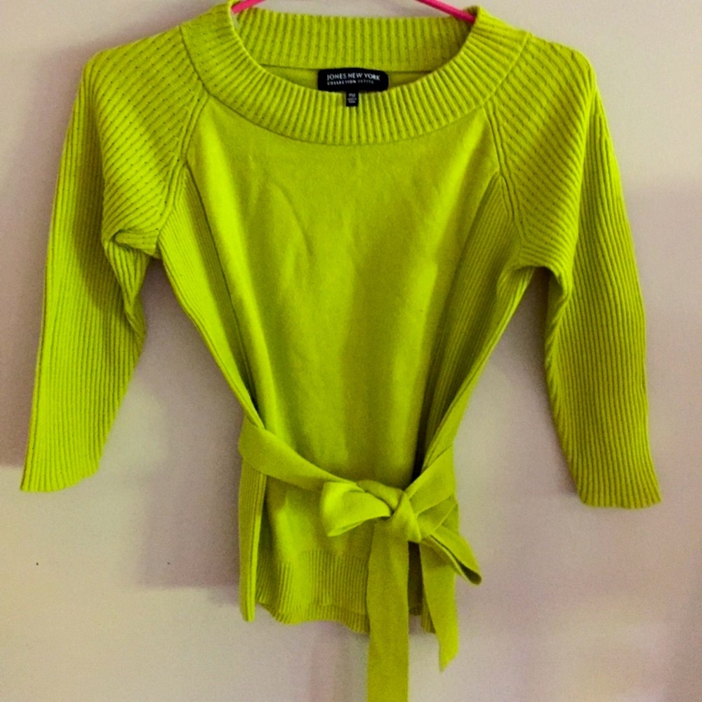 Jones NewYork Sweater Lime Green 3/4 sleeve MP